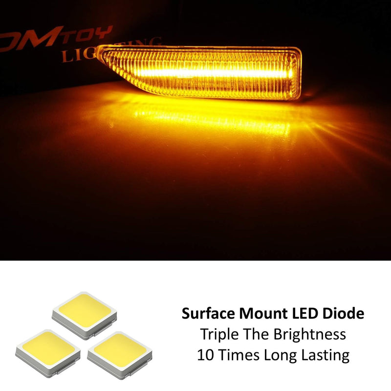 iJDMTOY Smoked Lens Full Amber LED Dynamic Sequential Blink Fender Side Marker Light Compatible With 2017-2024 MINI Cooper F60 Countryman, Replace OEM Clear Sidemarker Lamps