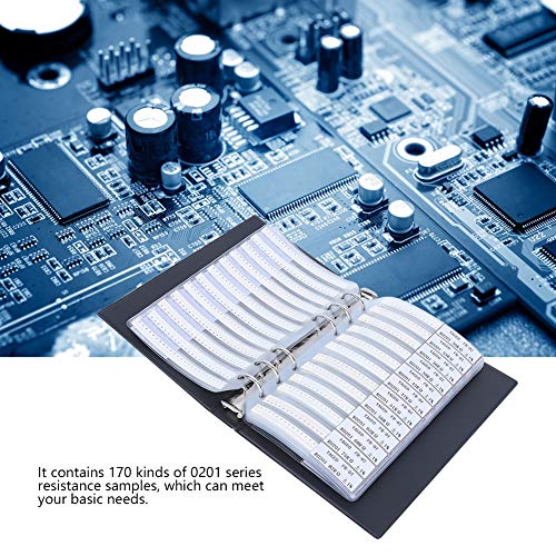 Electronic Component Sample Book, 0201 SMD Resistor Sample Book, 170 Values Resistor Kit 50 Each 1% Accuracy in Storage Book Case, Record Books