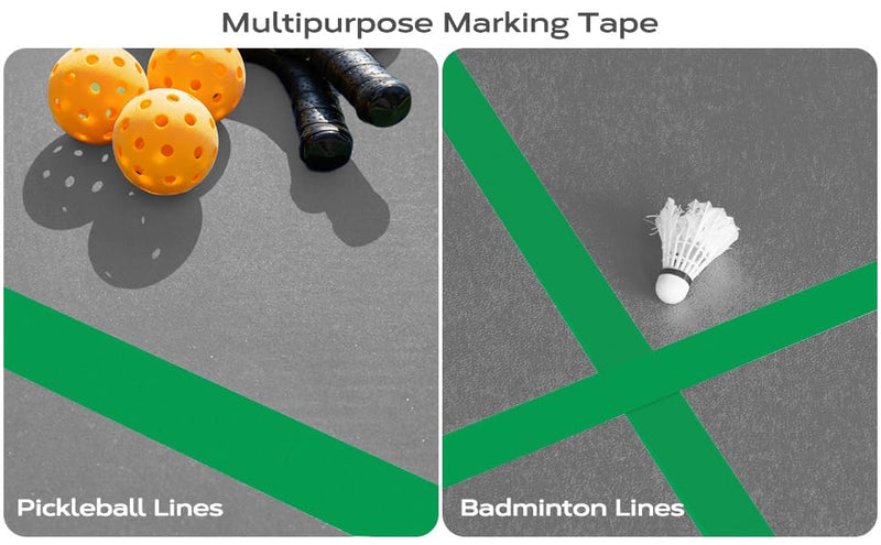 200 Feet Outdoor Pickleball Court Court Tape, Extra Thick Outdoor Sport Court Tape, Make Your Own Pickleball Court, 2 inches Thick Tape, Extra Adhesive, Duct-Tape-Thickness, Durable Green