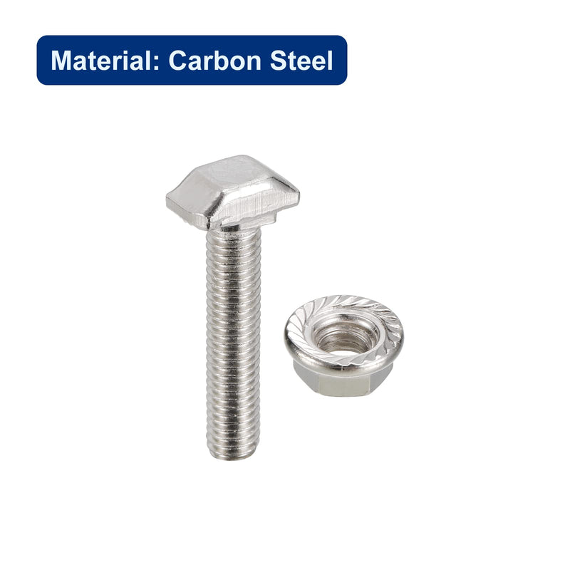 [Australia - AusPower] - uxcell M5x25mm T Slot Drop-in Bolt and M5 Hexagon Flange Nut Set, 40 Sets Hammer Head T-Bolt T Shape Stud Sliding Screw for 20 Series Aluminum Profile 