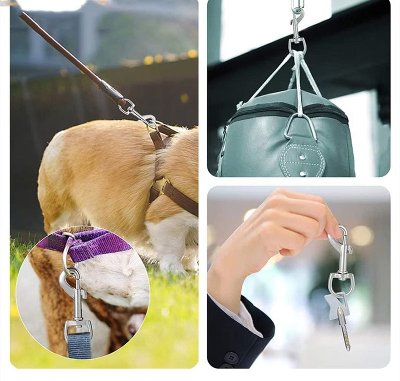 [Australia - AusPower] - Trigger Clips Clasp, 8Pcs 4Size Swivel Snap Hooks 360° Swivel Trigger Snap Hooks for Pet Buckle Carabiner Keyring Home Outdoor Camping Picnic Heavy Duty (Round) 