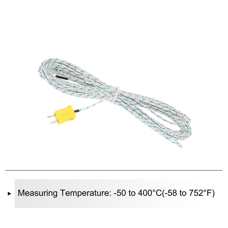 [Australia - AusPower] - MECCANIXITY K Type Thermocouple Mini Connector Temperature Sensor Probes Fiberglass 33ft -50 to 400°C(-58 to 752°F) 