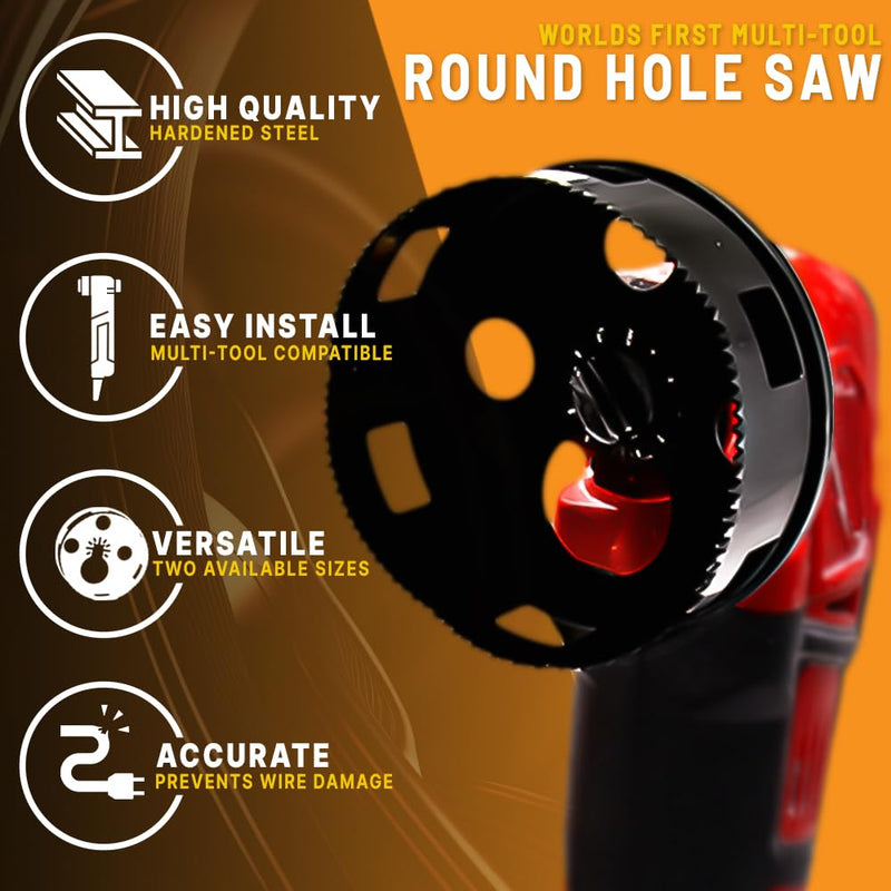 Rack-A-Tiers Round Multi-Tool Hole Saw. Cutting recessed Lights with oscillating Multi-Tool, Round Holes in Drywall (4 1/4) (42680) 4 1/4