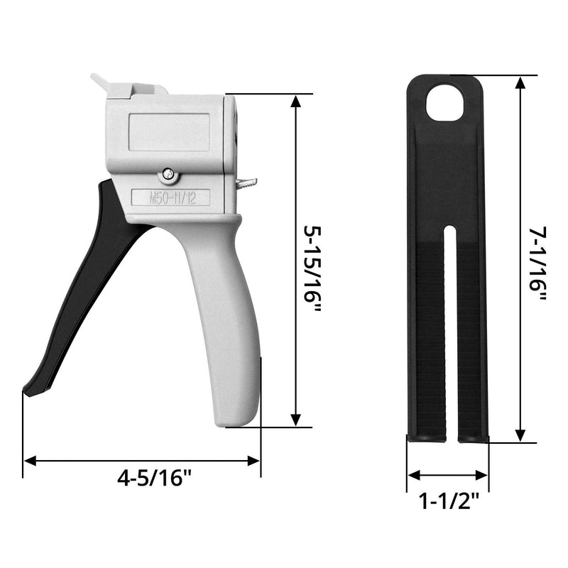 QWORK 50ml Dispensing Gun Kit, Impression Mixing Dispensing Gun, 1: 1/1: 2 AB Ratio, Static Mixer Mixing Nozzle 1:1 / 1:2