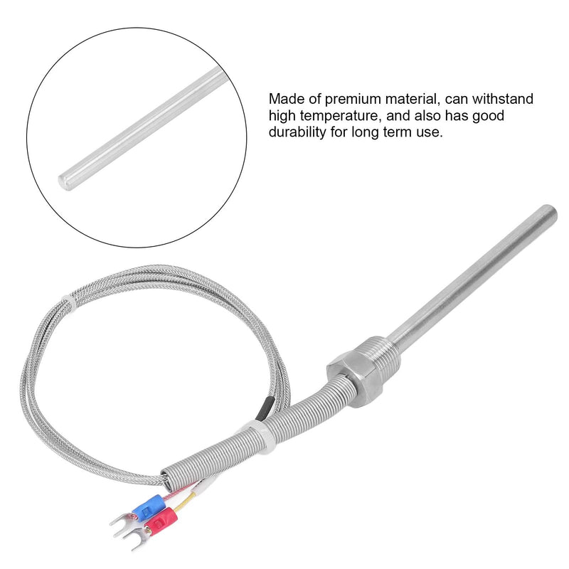 [Australia - AusPower] - Thermocouple K Type 0‑400℃ 3/8 NPT 8x100mm Stainless Steel Temperature Sensor Probe (1M) 1M 