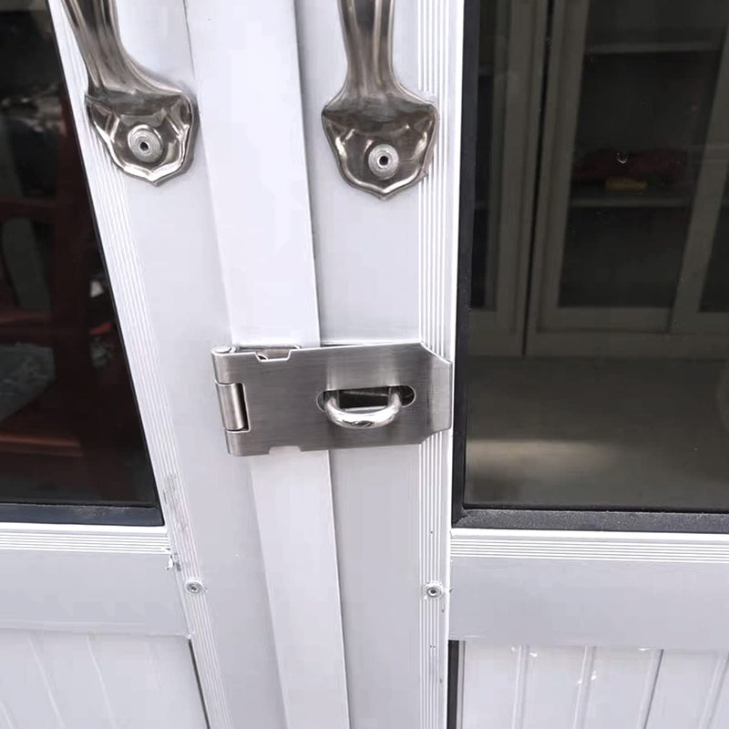[Australia - AusPower] - 2Pcs Stainless Steel Gate Lock Hasp, Safety Packlock Clasp Lock Set for Doors, Cabinets, Closets and More (3inch-Silver) 3inch-Silver 