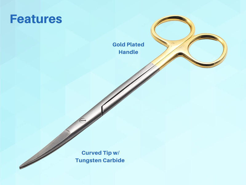 [Australia - AusPower] - Scissors surgical 5.5 inches CURVED Gold Plated handle tungsten carbide inserts extra sharp and durable ARTMAN BRAND 