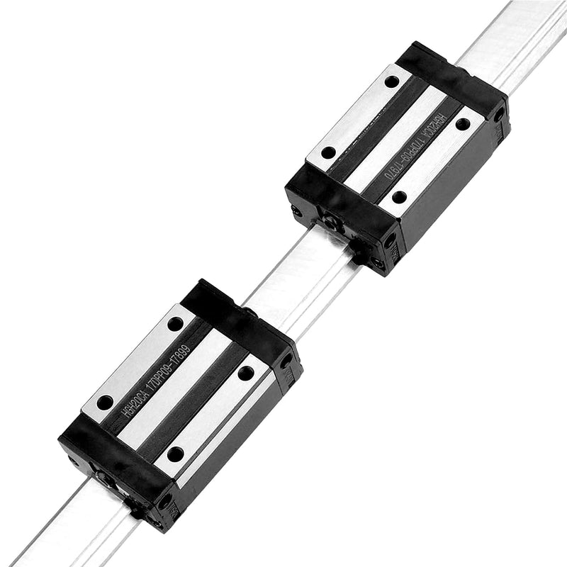 [Australia - AusPower] - [2 Pack] HGR20/HGH20 200mm/ 7-7/8'' Linear Sliding Rail Guide with 4 HGH20CA Linear Bearing Sliding Carriage Block for 3D Printer, CNC Machine and Routers (200mm, HGR20/HGH20) 