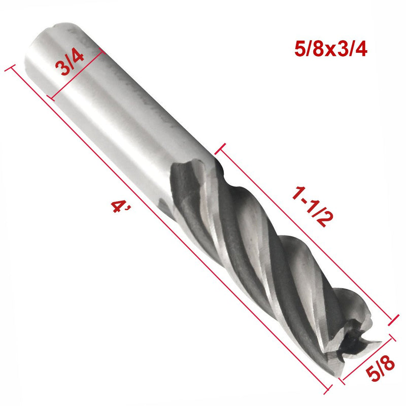 [Australia - AusPower] - Luomorgo 4 Flute Full Grinded Sqaure Nose End Mill Cutter 3pcs (5/8 3/4 7/8 Blade Diameter) 5/8 3/4 7/8-3pcs 