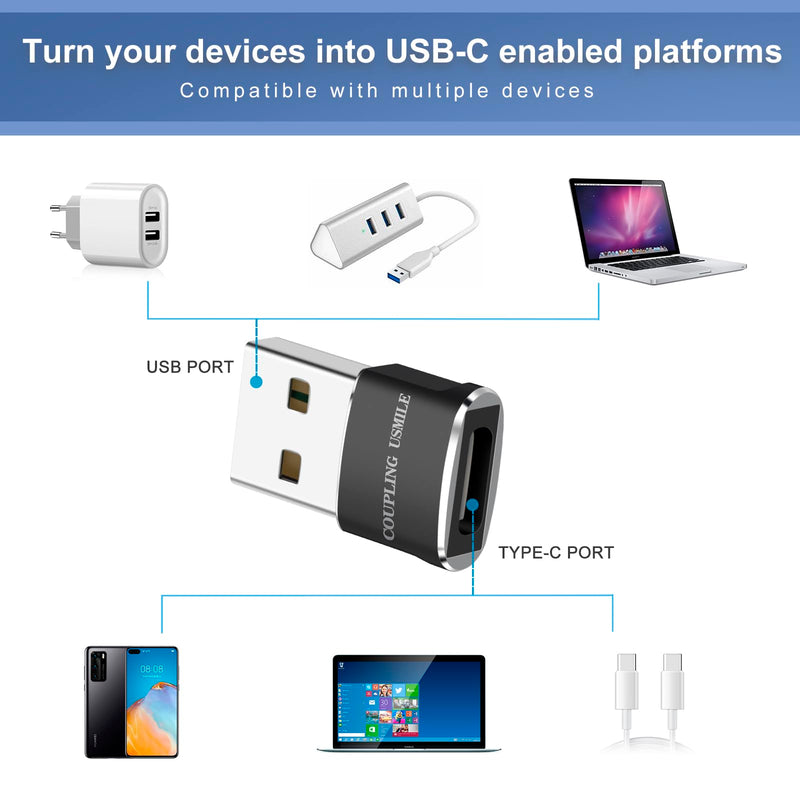 [Australia - AusPower] - USB Male to USB C Adapter 4 Packs,USB to Type C Super Fast Charging/Transfer and OTG Function. Compatible with iPhone15 14 13 Plus Pro Max,iPad Pro Air 4 Mini 6 Almost USB Devices 4 pack black 