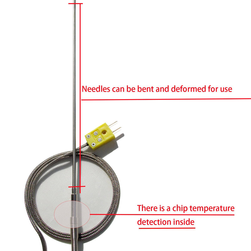 [Australia - AusPower] - K-Type Thermocouple Probe TL1916SL -50°F~1100°F Range Ultra-Thin 0.06in x 40in Long High Temp Sensor for Furnace Lab, Automotive Cooking 