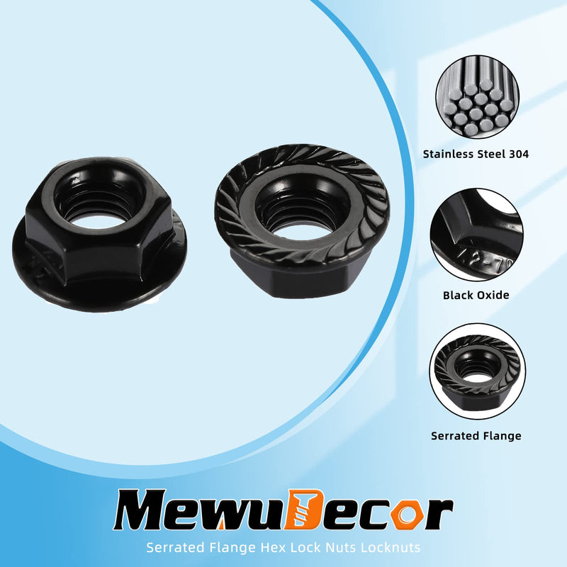 [Australia - AusPower] - M6 Serrated Flange Nuts Flanged Locknuts, Stainless Steel 18-8 (304), Black Oxide, 50 PCS M6 