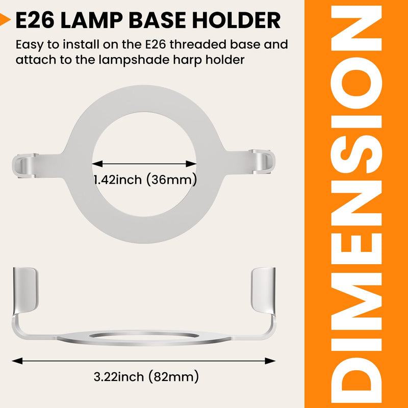 [Australia - AusPower] - E26 Lamp Harp Saddle Base Lampshade Holder 1-7/16" (36 mm) Non-Slip UNO Collar Adapter for E26 Threaded Base, 2pcs Silver Tone 