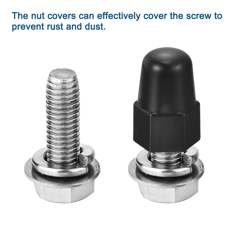 [Australia - AusPower] - uxcell 50pcs Hex Nut Bolt Cover, M8x13x25 Black Plastic Higher Dome Nut Protection Cap Hex Bolt Nut Covers for Hexagon Screws, Bolts M8 50 
