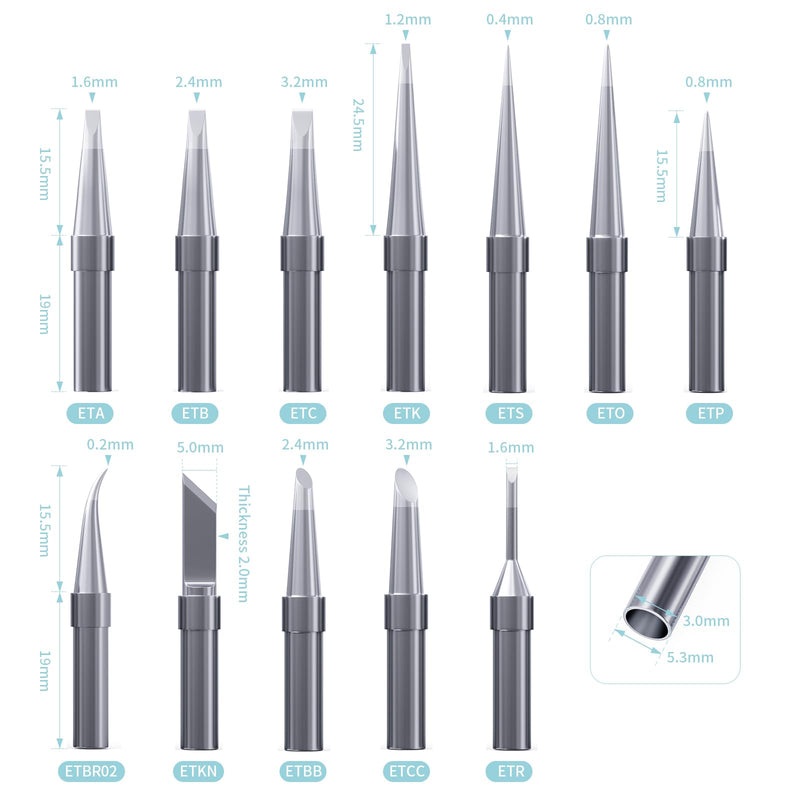 HANGLIFE ET Soldering Iron Tips with Tips Holder for Weller WE1010NA WES51/50 WESD51 WCC101 PES51/50 WEP70 LR21 and More Soldering Stations/Irons – Replacement Solder Tips for Weller Welding Equipment 12pcs+holder