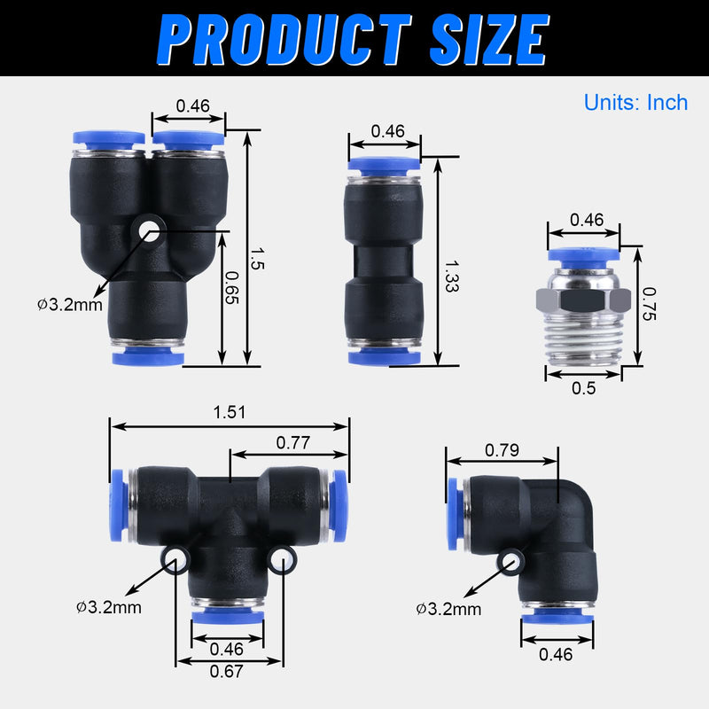 [Australia - AusPower] - Air Line Tubing Kit, 1/4" OD DOT Air Line 50 FT(15 m) SAE j844 PA Nylon Air Hose Tubing and Push to Connect Fittings for Air Brake System Or Fluid Transfer, 15 Pcs Compressed Accessories Kit 1/4"-50FT hose 