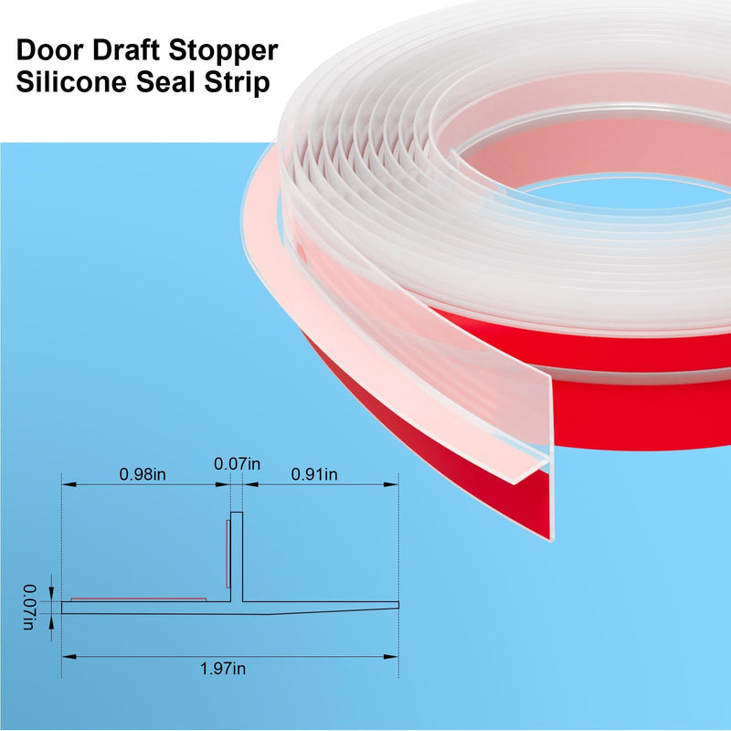 [Australia - AusPower] - T-Shaped Door Draft Stopper, Silicone Seal Strip for Door & Windows Gaps,Weather Stripping Door Seal Strip,20Ft,Clear 20FT Clear 