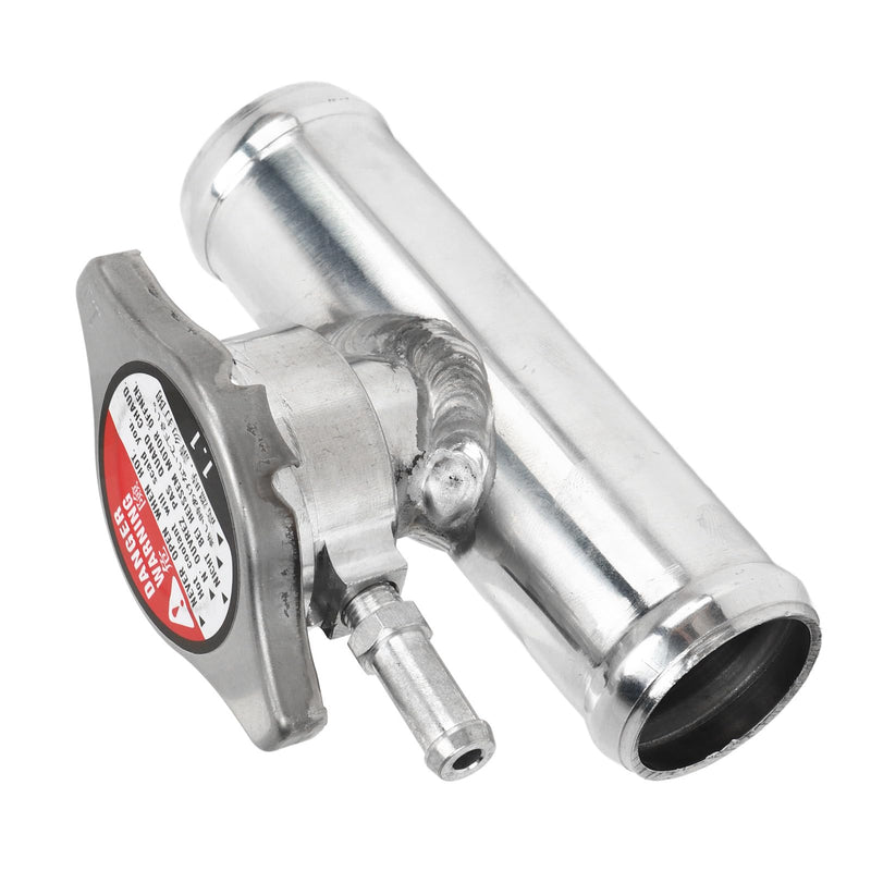 Dioche Radiator Filler Nozzle, Inline Radiator Hose Filler Neck with 16 PSI Closure, 32 mm (1-1/4 Inch) Outer Diameter, Polished Surface Made of T6061 Aluminum for Cars