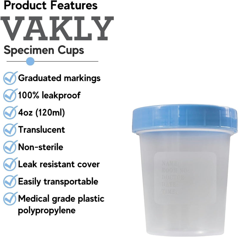 [Australia - AusPower] - Specimen Cups with Leak Proof Screw on Lids - 4oz Clear Non-Sterile Urine Sample Jars - Containers for Safe Pee, Stool, Semen Sample Collection for Testing (10) 10 