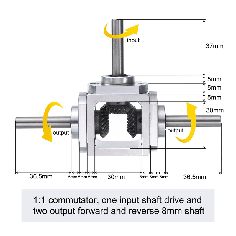 [Australia - AusPower] - uxcell Gear Box 90 Degree Right Angle Bevel Gearbox 1:1 Reversing Double Output Shaft 1 Module 20 Teeth Bevel Gear Aluminum Frame Simple Mechanical DIY Module with 8mm Shaft 