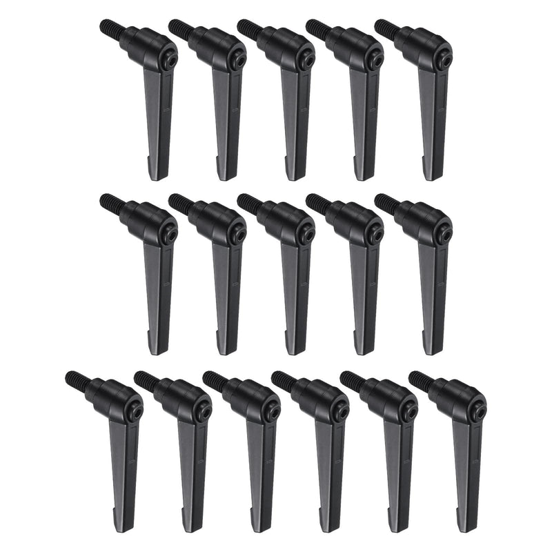[Australia - AusPower] - uxcell 16pcs Lever Adjustable Handles M8 x 15mm Metric Male Thread, Level Clamping Handle Hand Stud Knobs Rotating Screw Handles Bolts with Locking Lever, Black 