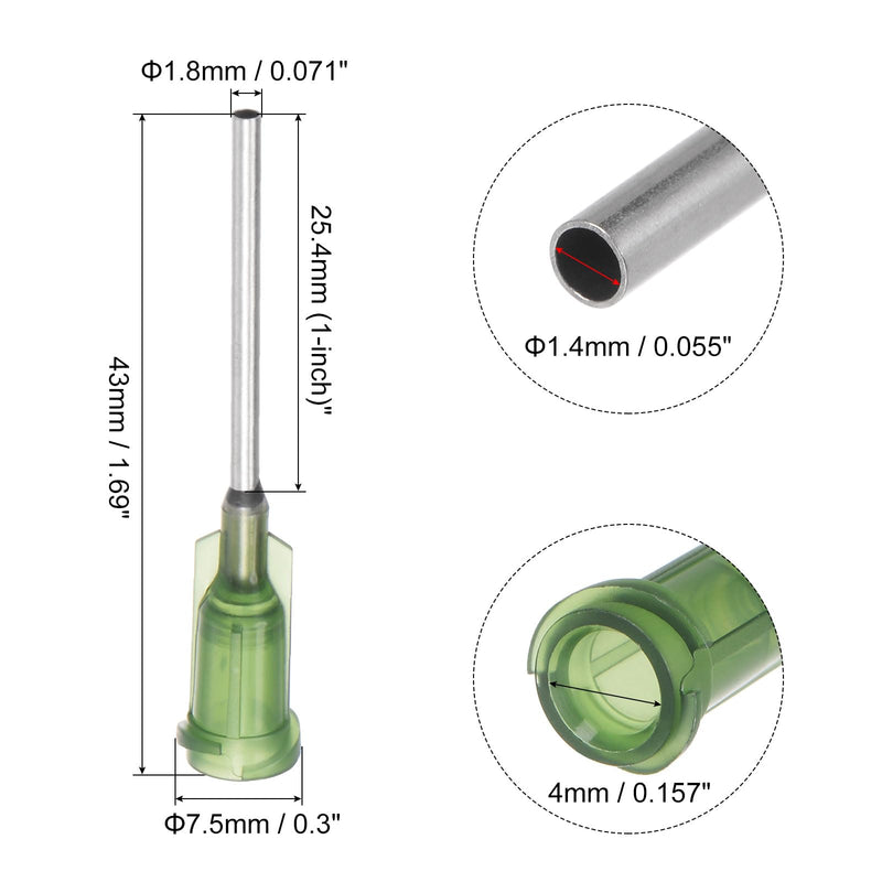 QUARKZMAN Industrial Blunt Tips Cannulas 14G 1 Inch Length Pack of 60 Olive | Dosing cannula with Luer Lock screw interface connection for liquid glue gun