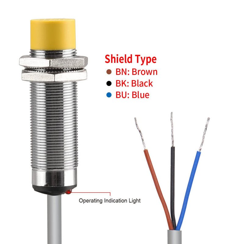 [Australia - AusPower] - Heschen 16mm Inductive Proximity Sensor Switch, HS-M18-Ni16-AN6, non-Embedded, Cylindrical Type, DC10-30V 200mA, NPN NO(Normally Open), 3 Wire, CE 