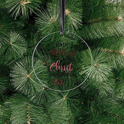 WIRESTER Hanging Ornaments for Christmas Tree Holidays, Party, Car, Home, Office Decoration, Large 3 inch Acrylic Ready to Hang Ornament - Christian Bible Verses Philippians 4:13