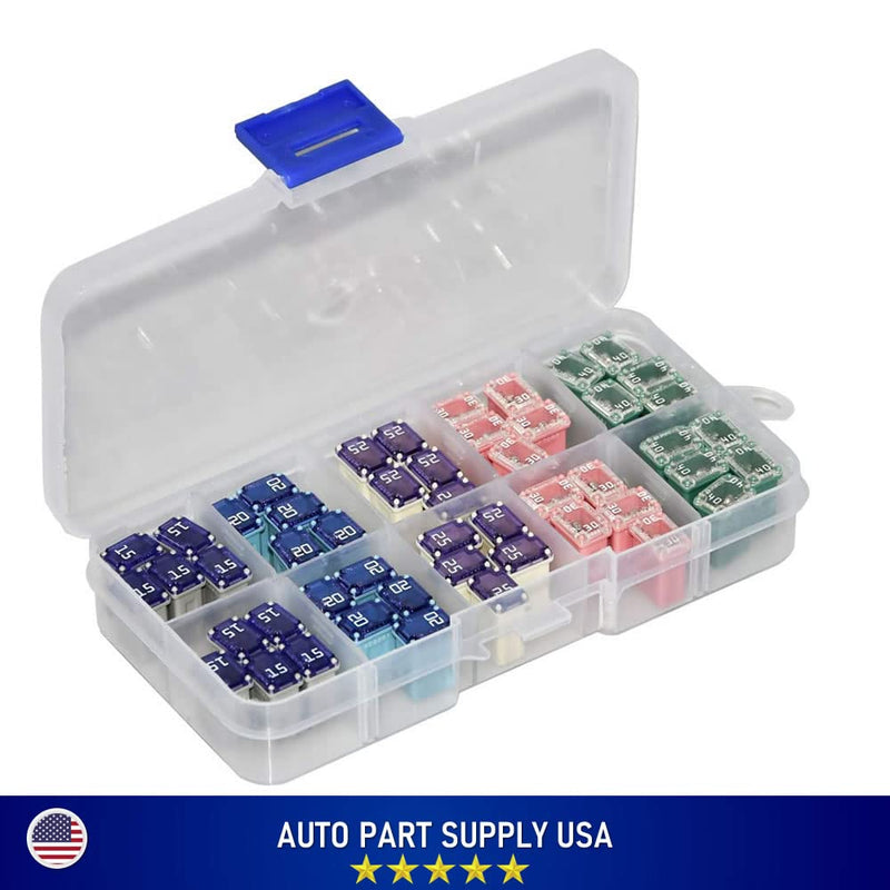 [Australia - AusPower] - 50 Pack Automotive MCASE Mini Box Shaped Cartridge Fuse Kit for Cars, Trucks, and SUVs(15a 20a 25a 30a 40a Each 10 Pcs) 