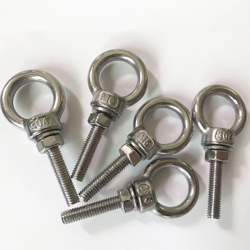 [Australia - AusPower] - Shoulder Eye Bolt, M6 Stainless Steel Eye Bolts1.2" Heavy Duty EyeBolts Screws, 5 PCS M6 (Thread Length 30mm), Accessories Include Nuts and Washers Set 
