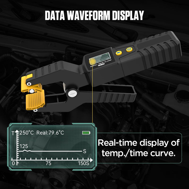 [Australia - AusPower] - HVAC Digital Thermometer LM55 Digital Temp Clamp HVAC Thermometer High Precision Sensor Real-Time Temp Measurement for Heating&Cooling Systems -50°C~260°C Store 8 Waveform Data, Ajustable Brightness 