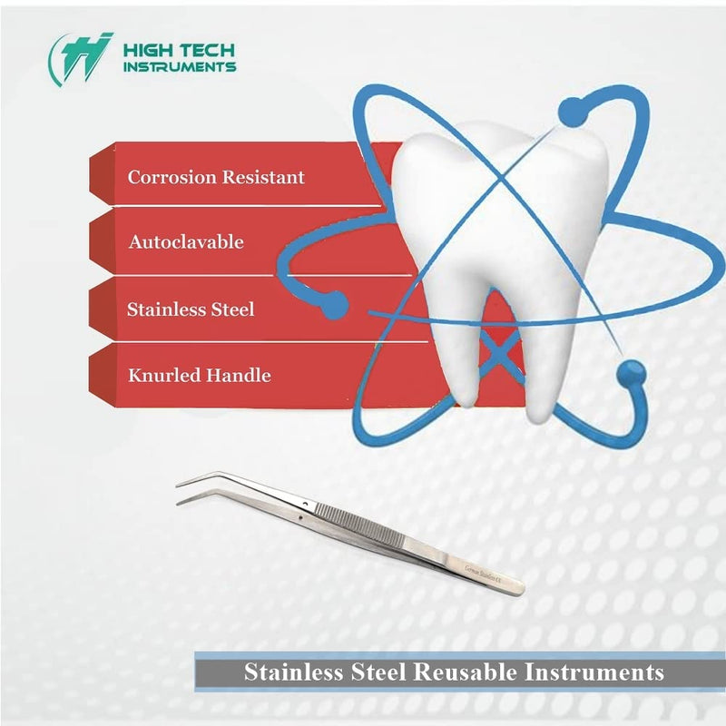 [Australia - AusPower] - College Cotton Pliers Set of 6 with Angled Serrated Beak For Professional & Personal Use Surgical Dental Forceps With Grooved Handle Surface - Made of Stainless Steel for Oral Care with Precision Tips 