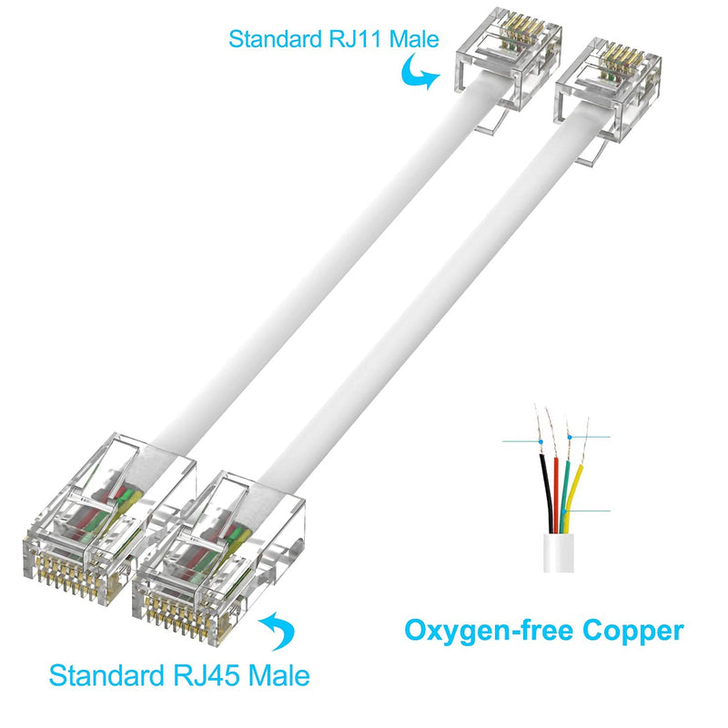 [Australia - AusPower] - Phone Jack to Ethernet Cable Adapter, RJ45 8P8C Female to RJ11 6P4C Male for Landline Telephone Service (2 Pack) 