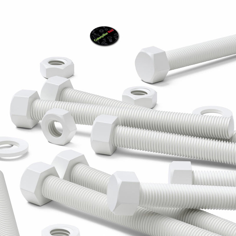 [Australia - AusPower] - 5 x White Hexagon Head Screws Polypropylene (PP) Plastic Nuts and Bolts, Hex Head, Washers, M16 x 150mm, Fastener, Anti-Corrosion, Chemical Resistant, (5/8 x 5 29/32 in) 