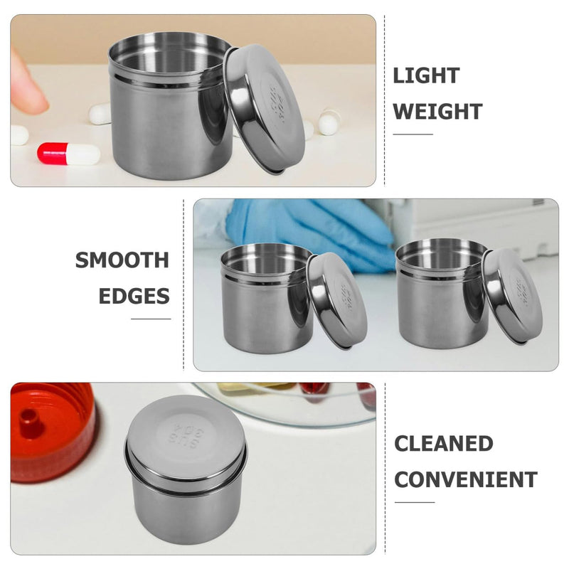 [Australia - AusPower] - 2Pcs Stainless Steel Jars Iodine Gauze Holder Iodophor Jars Stainless Steel Canisters for Hospital Home Kitchen Silver 