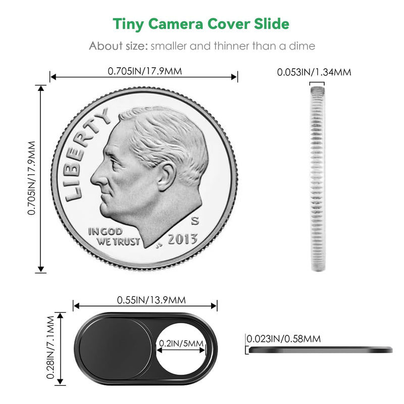 [Australia - AusPower] - Webcam Cover Slide[2-Pack], 0.023 Inch Ultra-Thin Metal Web Camera Cover for Macbook Pro, iMac, Laptop, PC, iPad Pro, iPhone 8/7/6 Plus, Protect Your Visual Privacy [Black] Black-2 Pcs 