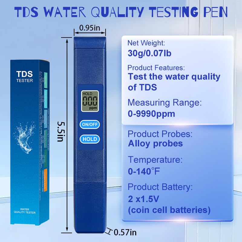[Australia - AusPower] - 2 PCS TDS Meter-Digital Water Tester, Dissolved Solids Test Kit, Fast & Accurate Measurements - Ideal for Drinking, Tap, Pond, Well, Pool, Aquarium, RO/DI, Hydroponics 