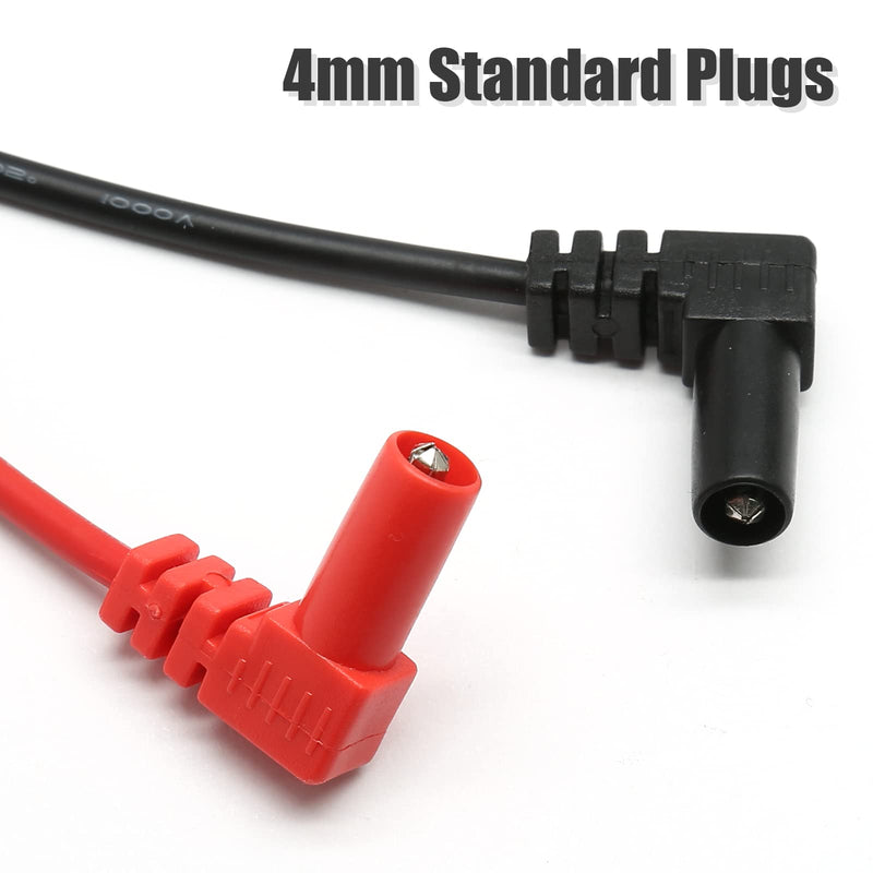[Australia - AusPower] - 2pcs Multimeter Test Leads, Electrical Meter Test Leads Probe, Right Angle Banana Plug, CAT III 1000V 10A Digital Multimeters Cables (Black, Red) 