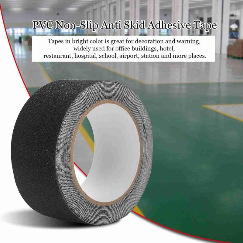 Anti Slip Tape2 Inch x 16 Ft – Adhesive Grip Traction Tape for Stairs, Floors, Scooter Decks, Waterproof Indoor & Outdoor Safety Application(Black) Black