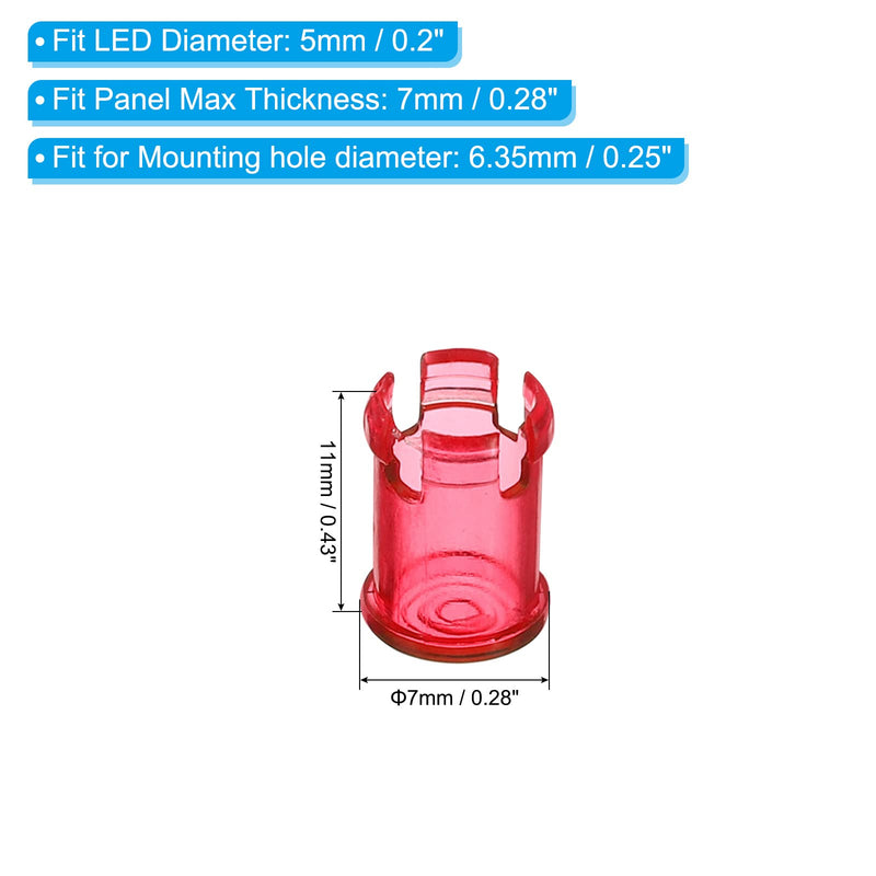[Australia - AusPower] - PATIKIL 5mm Emitting Diode Holder, 10 Pack LED Holder Clip Mounting Bracket Socket Cap for Lamp Bulb Bezel Mount Panel LED Display, Red 