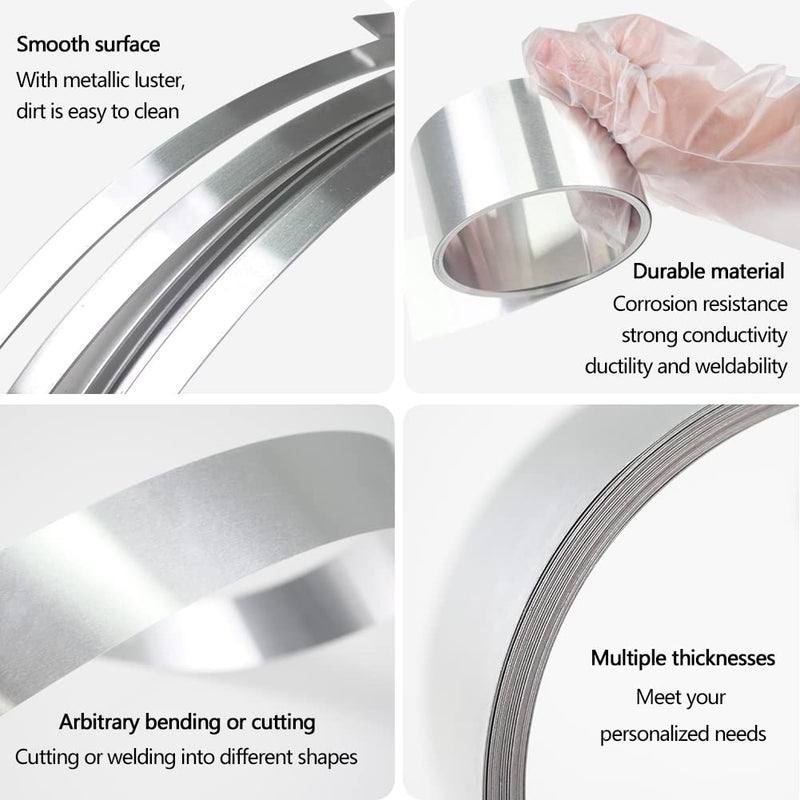 Feelers Aluminum Metal Foil Roll 1060 Grade 18 Gauge x 0.4 in x 16.4 Ft, Aluminum Metal Flashing Roll Sheet Strip for DIY Craft 1mm Thickness 10mm x 5M