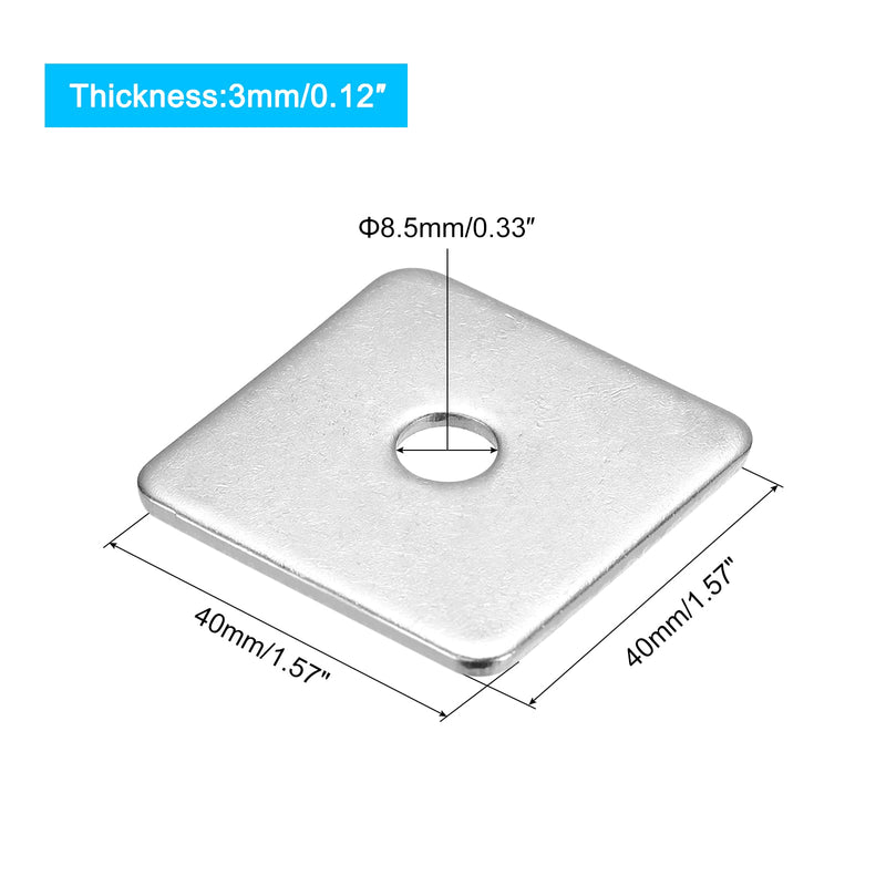 [Australia - AusPower] - uxcell Square Washer, 5pcs M8x40x40x3mm 304 Stainless Steel Square Plate Washers Flat Pad Spacer Gasket for Hardware Fastener 5 