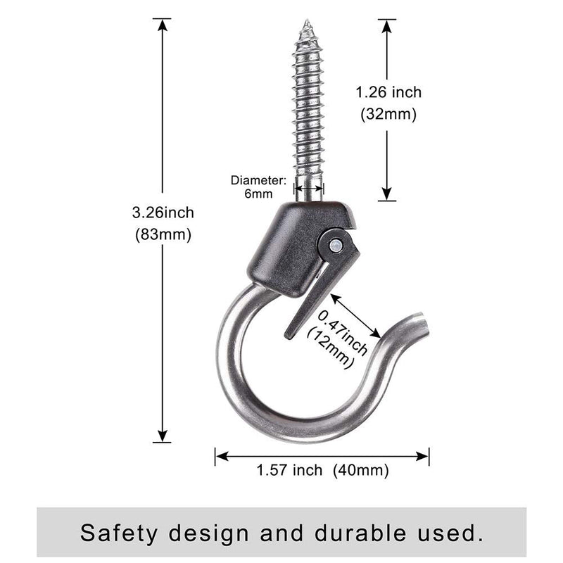 [Australia - AusPower] - BeneLabel Wall Mount Ceiling Hooks with Safety Buckle - Plant Hanger Hooks - Outdoor Hanging Brackets for Hanging Plants, Lights, Wind Chimes & More - Rust Proof and Wind Proof 8pcs 8 PCS 