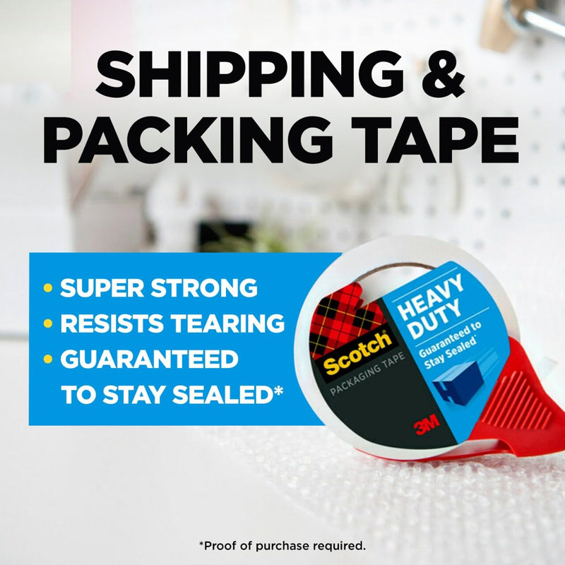 Scotch Heavy Duty Shipping Packing Tape, Clear, Shipping and Packaging Supplies, 1.88 in. x 54.6 yd., 4 Tape Rolls with 4 Dispensers 4 Rolls