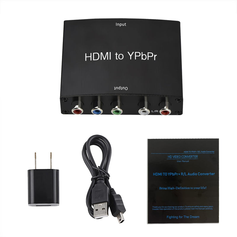 [Australia - AusPower] - HDMI to Component Converter, HDMI to YPbPr 5RCA RGB + R/L Converter V1.4 with R/L Audio Output Support for MacBook, Blu-Ray, DVD, PS4, DVD, PSP, Xbox 360 Black-1 
