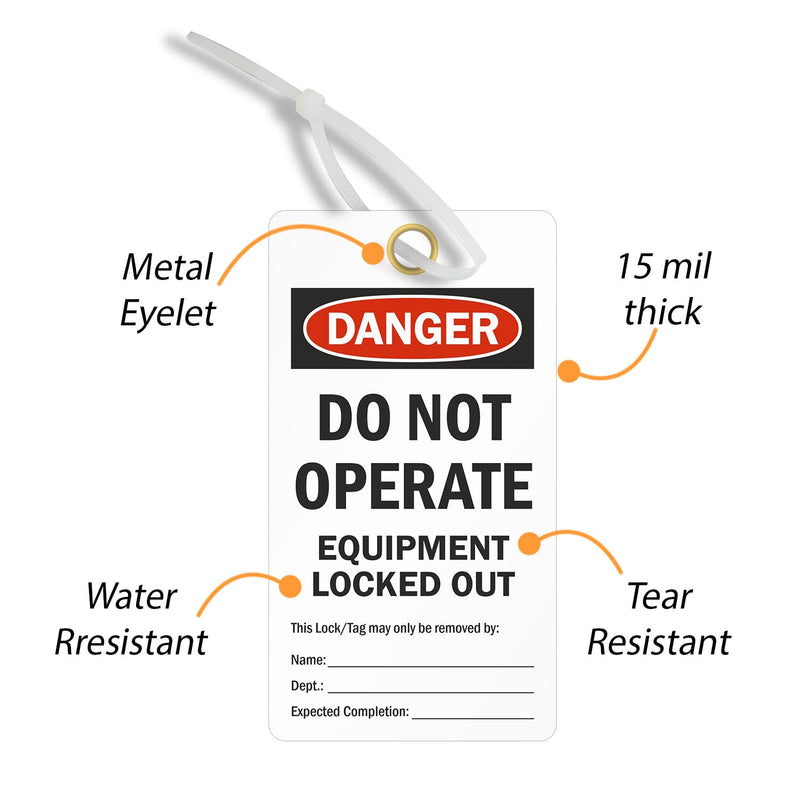 SmartSign Do Not Operate Tags, Equipment Locked Out 2 - Sided Safety Tag | 6" x 3.25" Heavy Duty Vinyl, Pack of 25