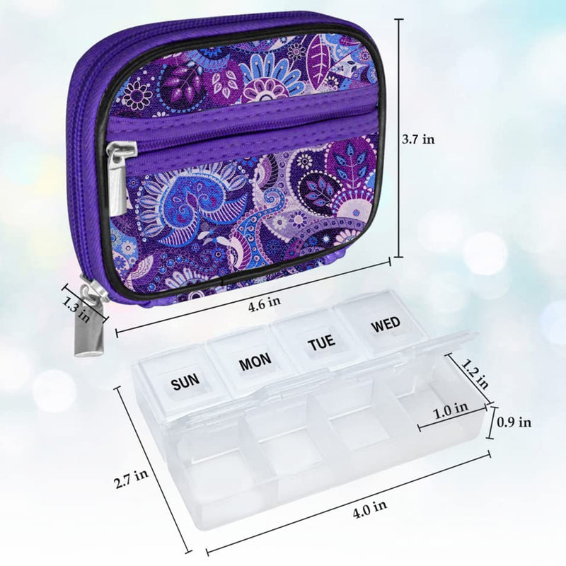 [Australia - AusPower] - Serfeymi Weekly Travel Pill Organizer Pill Case for Purse with Removable 7 Day Pill Box, Fashionable Travel Medicine Organizer Pill Container for Medicine, Vitamin, Supplement - Green 01 + Purple 01 2 Cases + 2 Boxes C. Green 01 + Purple 01 
