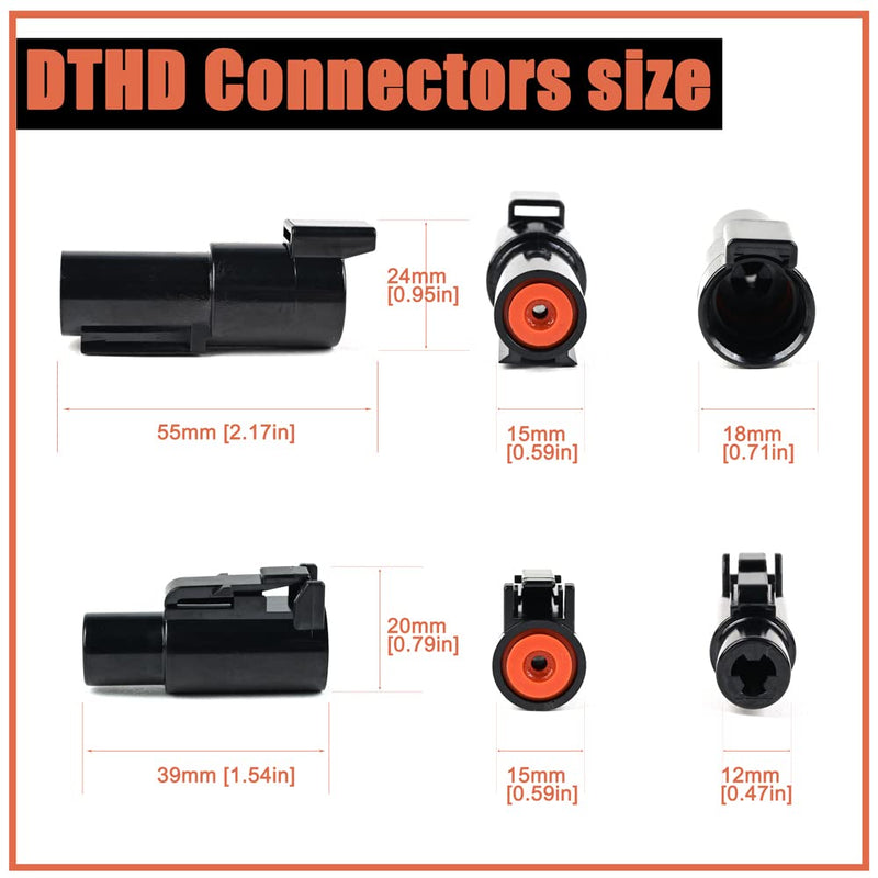 JRready ST6286 1 Pin DTHD Connector 4 Sets,IP67 Waterproof Single Terminal Connectors for Heavy-Duty Applications,Contact Size 12 Crimp Wire Gauge 12-14AWG,25A
