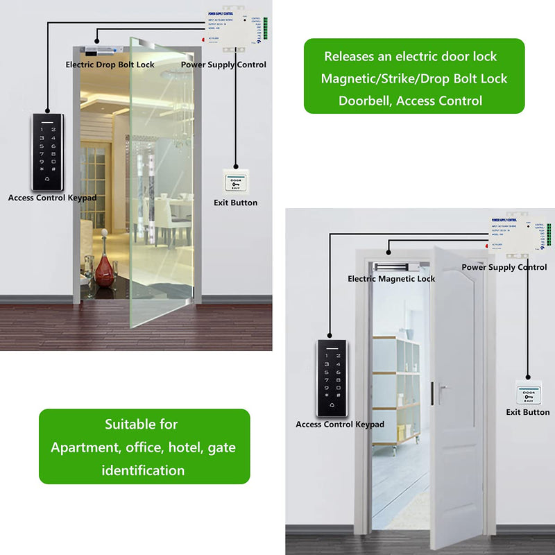 [Australia - AusPower] - Door Access Control System, 125KHz Proximity ID Card Access Control Keypad Support 1000 Users ID Card Reader Digital Keypad + 5PCS Keychains for Entry Access Controller Gate Opener Narrow Panel 
