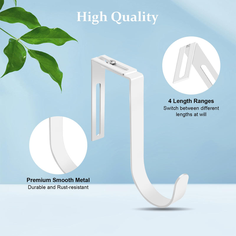 [Australia - AusPower] - Adjustable Cubicle Hooks, Over The Door Hooks, Premium Metal Cubicle Door Hangers, Fit 1 3/8" to 3 1/2" Panels Heavy Duty Holder for Clothes, Towels, Hats, White, 5 Pcs Large 5 Pack 